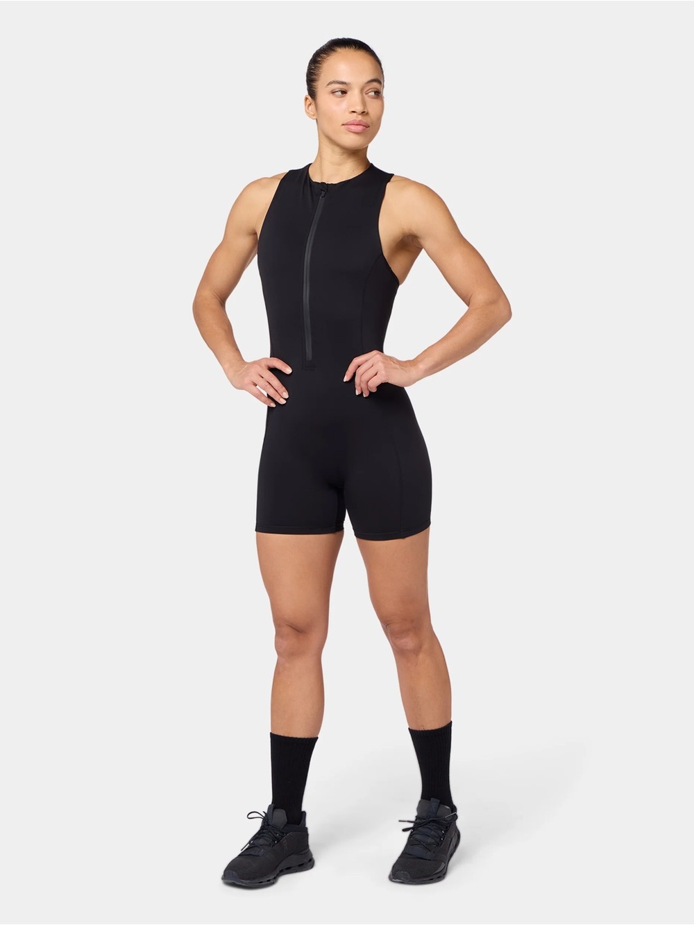 Squat Wolf Zip Front Unitard Romper One Piece Workout Gym